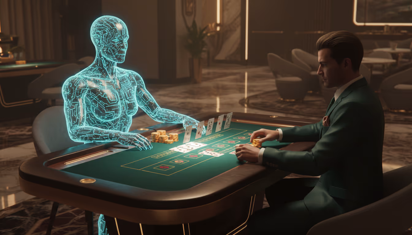 Intense virtual poker showdown: player bluffing against AI opponent